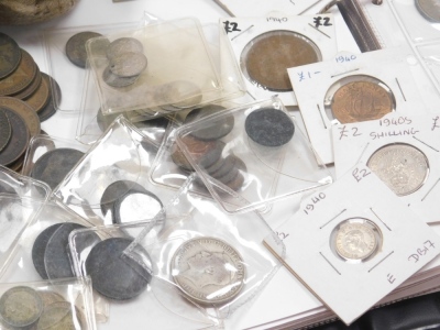 Georgian and later silver and copper coinage, including crowns, cartwheel penny, sixpences, shillings, florins, in an album and loose. - 3