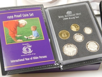 United Kingdom coin sets, including proof coin sets 1999 International Year of Older Persons, Emblems of Britain, and Baby Gift Set 2001, a pre decimal British Coinage Set, Royal Commemorative crowns, etc. - 2