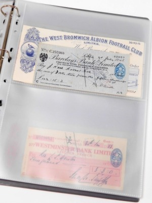 An album of English, Scottish and Irish cheques, including Gurneys, Barclays, and Midland branches, Birmingham and West Bromwich Albion Football Club, Clydesdale and Royal Bank of Scotland, Union Bank of Scotland, and The Bank of Ireland. - 2