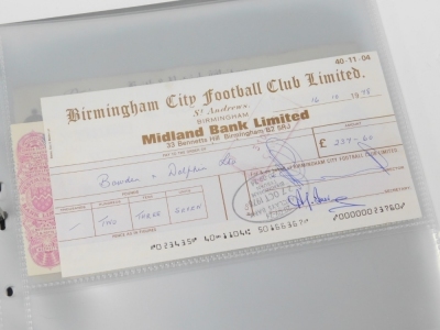 An album of English, Scottish and Irish cheques, including Gurneys, Barclays, and Midland branches, Birmingham and West Bromwich Albion Football Club, Clydesdale and Royal Bank of Scotland, Union Bank of Scotland, and The Bank of Ireland. - 3