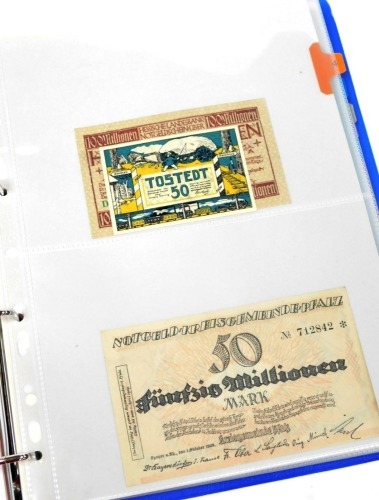 Banknotes of Germany, including a Rommel twenty Reichsmark, City and Reichs Bank inflationary notes, West and East German banknotes, some mint and uncirculated.