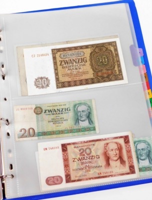 Banknotes of Germany, including a Rommel twenty Reichsmark, City and Reichs Bank inflationary notes, West and East German banknotes, some mint and uncirculated. - 5