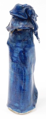 An Isobel studio pottery figure of a wizard, modelled standing with a blue glazed hat and cloak, limited edition 12/96, incised marks, 40cm high. - 2