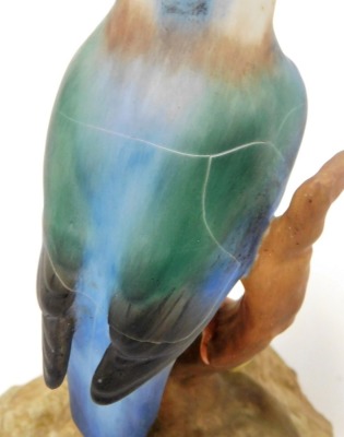 A Royal Crown Derby porcelain figure of a Kingfisher, boxed, further figure of a Blue Tit, by S Beardsall, and a Royal Copenhagen porcelain figure of a white mouse on a corn cob. (3, AF) - 4