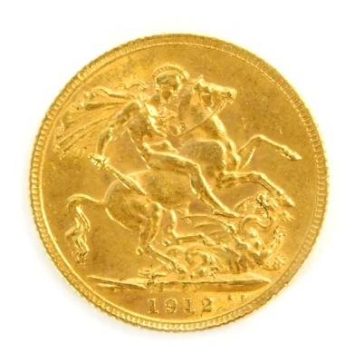 A George V full gold sovereign dated 1912.