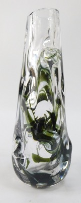 A Whitefriar's style art glass vase, with bubble and green swirl design, 23cm high. - 2