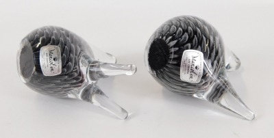 Two Marcolin crystal bird paperweights, each with a silvered body, 9cm high. (2) - 2