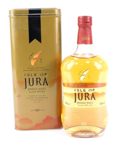 An Isle of Jura single malt Scotch whisky, aged ten years, 70cl bottle, in presentation tin.