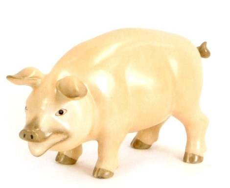 A Herend of Hungary porcelain figure of a pig, No 11/250, 12cm wide.