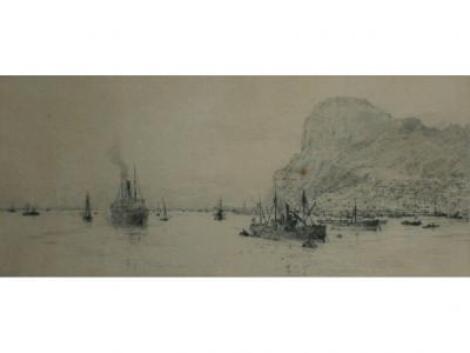 William Lionel Wyllie (1851-1931). Steam ships off Gibraltar