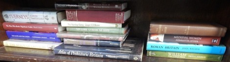 A group of history related books, including The Reign of Chivalry, The Scots and the Union, The Man Who Broke Napoleon's Codes, The Vernis, The Merthyr Rising, Fletcher (Ian). In Hell Before Daylight, Roman Britain, Medieval Women, etc. (1 shelf)