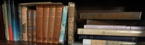 A group of bird related books, to include Thornburn British Birds, vols 1 - 4, The Badminton Library on Shooting, Popular Handbook of British Birds, Under the Sea Wind, The Seashore, History of the Pheasant, Book of the Wind, etc. (1 shelf)