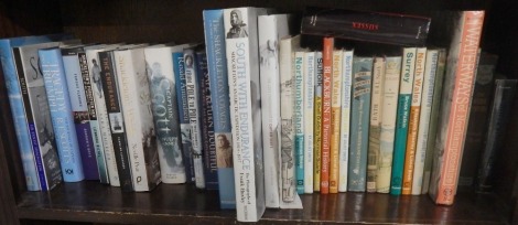 A group of travel related books, including The Country Books, North Wales, Northamptonshire Waterways, Surrey, Oxford, Captain Scott, Fleming (Fergus). The Endurance. (1 shelf)