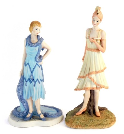 Two Welsh Porcelain Company collector's figures, comprising Katie and Emily, each 25cm high, boxed.