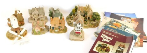 A group of Lilliput Lane Cottages, comprising John Knox House, Chiltern Mill, Pastures New, Stockwell Tenement, St Gowan's Chapel. The Anchor, Kentish Oast-House, and a further large example, Part of The Member's pack, together with a group of magazines a