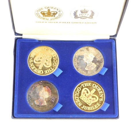 A Tower Mint Queen Elizabeth II Collector's Coin Set, for Queen's Golden Jubilee, 22ct gold plated and sterling silver plated, in presentation box, with certificate.