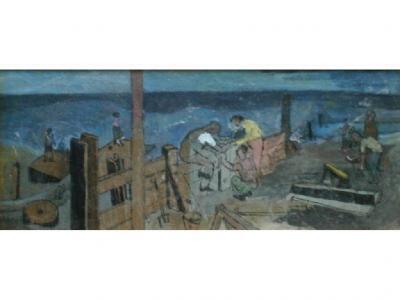 Peter Arthur Brannan (1926-1994). Repairing the groyne