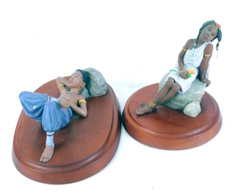 A Thomas Blackshear's figure modeled as A Time To Dream, Ebony Visions Series, limited edition 23/2000, and another modeled as The Dreamer, limited edition 2900, both boxed with certificates. (2)