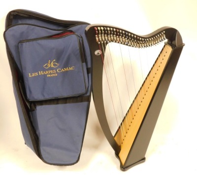 A French Camac harp, in a fitted case, 85cm long. - 4