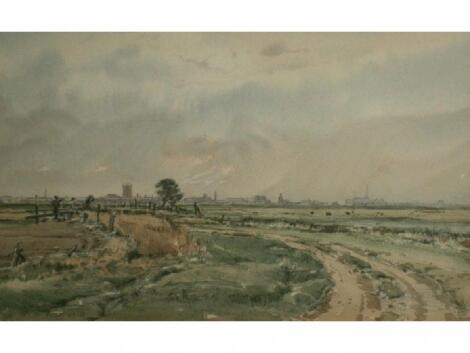 Claude Graham Muncaster (1903-1974). Distant view of Great Yarmouth