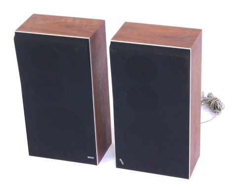 A pair of Bang & Olufsen BEOvox speakers, serial number 2491002, 48cm high, 26cm wide, 17cm deep. (2)