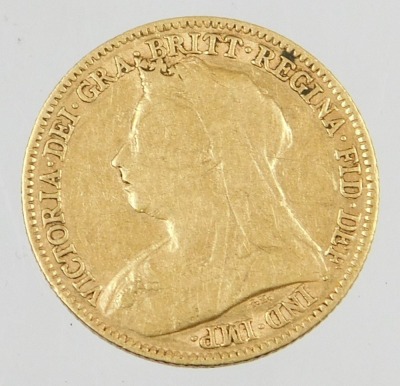 A Victorian half gold sovereign, dated 1896, 4g. - 4