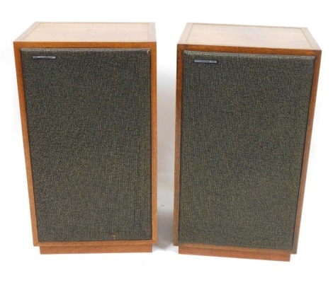 A pair of Wharfedale Kit speakers, each with a teak case, 60cm high.