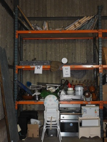 By Tender. Three bays of full height three shelf grey and orange pallet racking. (CONTENTS NOT INCLUDED) Note: VAT is payable on the hammer price of this lot at 20% in addition to Buyer's Premium. Collection is by appointment Monday 19th & Tuesday 20th De