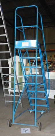 By Tender. A blue steel access trolley. Note: VAT is payable on the hammer price of this lot at 20% in addition to Buyer's Premium. Collection is by appointment Monday 19th & Tuesday 20th December in Hawksworth, Notts. - Final bids to be submitted online 