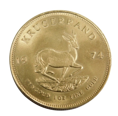 A 1974 gold 1oz Krugerrand.