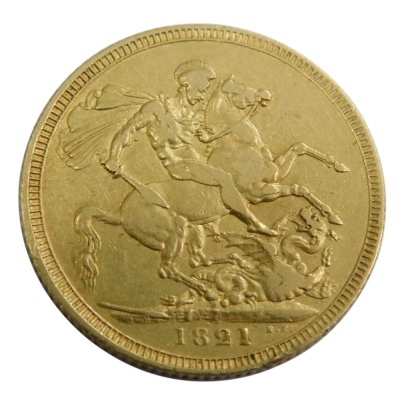 A George IV gold full sovereign, laurel head, 1821.