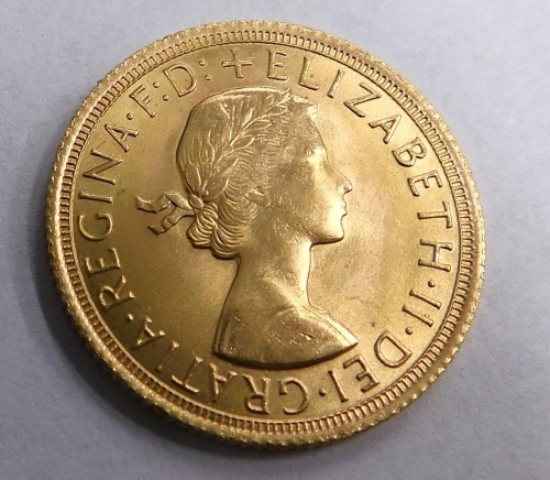 An Elizabeth II gold full sovereign, 1966.