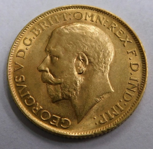 A George V gold full sovereign, 1912.