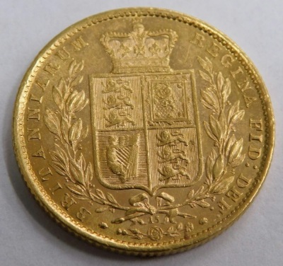 A Victorian gold full shield back sovereign, 1871. - 2