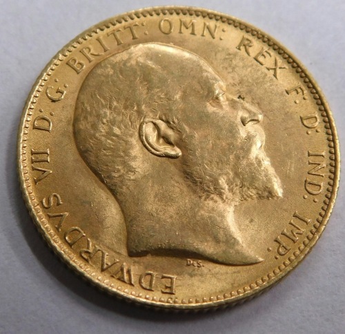 An Edward VII gold full sovereign, 1902.