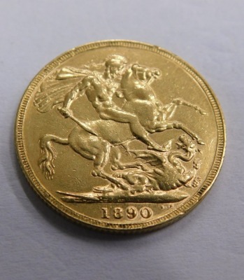 A Victorian gold full sovereign, 1890, Jubilee Head. - 2