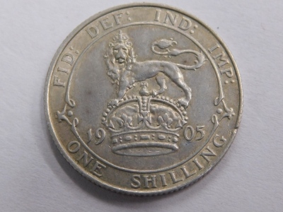 An Edward VII silver shilling, 1905. - 2