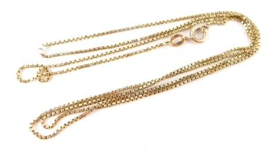 A curb link neck chain, with clasp stamped 9kt, the links stamped 750, 64cm long. 5.8g all in.