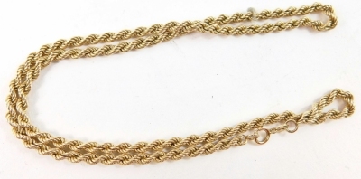 9ct gold rope twist neck chain, 36cm long, 5.4g. - 2