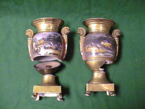 A pair of 19th C compressed ovoid Vases