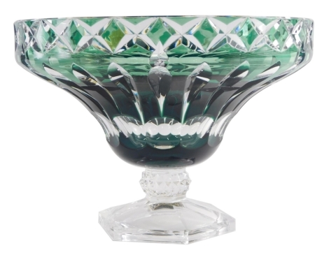 A Val St Lambert bowl, in green and clear crystal, label, 20cm high.