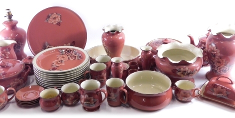 A Denby Mask part dinner service, to include plates 27cm diameter, vases, bowls, pair of lidded tureens, open casserole dish, and various other similar items, lamps etc. (a quantity)