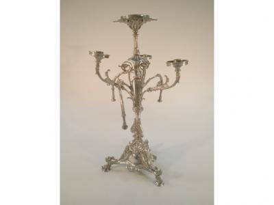 An EPNS candelabrum with a central raised sconce above a tier of three