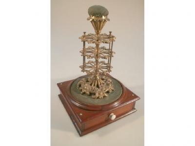 A Victorian pierced and cast brass cotton reel stand