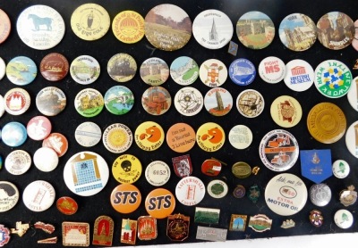 Various collectable badges, to include I Love Woody, 6cm diameter, others for York, Old King Cole, Mermaid Theatre, etc., on a black backing (a quantity). - 3