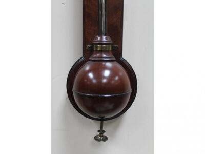 A Georgian mahogany cased stick barometer with broken arch pediment and acorn finial - 3