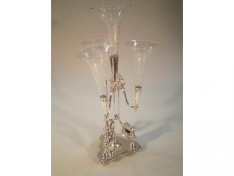 An Edwardian silver plated table epergne by Walker and Hall