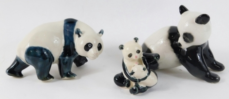 Three Beswick panda figures, 5cm high etc. (3)