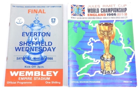 Football Programmes, a World Cup 1966 Championship programme, and a further football programme, Everton vs Sheffield Wednesday FA Cup Final 1966 (2).