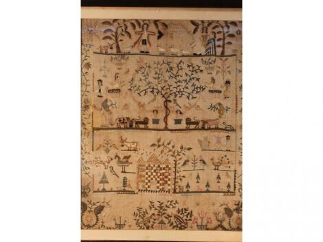 An 18thC silk needlework sampler by Anne Ross